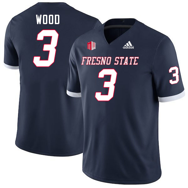 Men #3 Joshua Wood Fresno State Bulldogs College Football Jerseys Stitched-Navy